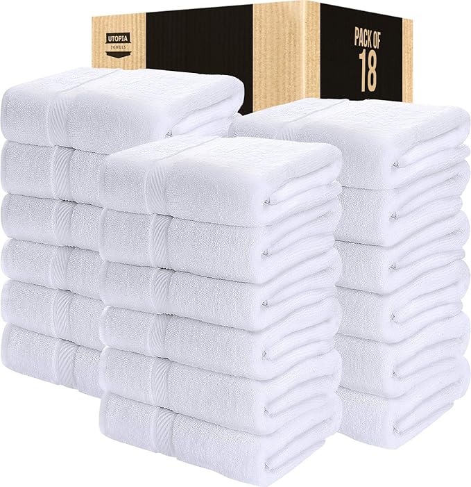 Utopia Towels 18 Pack Bath Towel Set, 500 GSM 100% Ring Spun Cotton Medium by UTOPIATOWELS