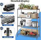 Xcity Storage Shelves, 4 Tier Heavy Duty Metal Shelving Unit with Wheels, 1600 LBS Capacity Adjustable Steel Wire Shelf Organizer for Pantry, Kitchen, Garage, 18" D x 36" W x 60" H, Black - Image 3