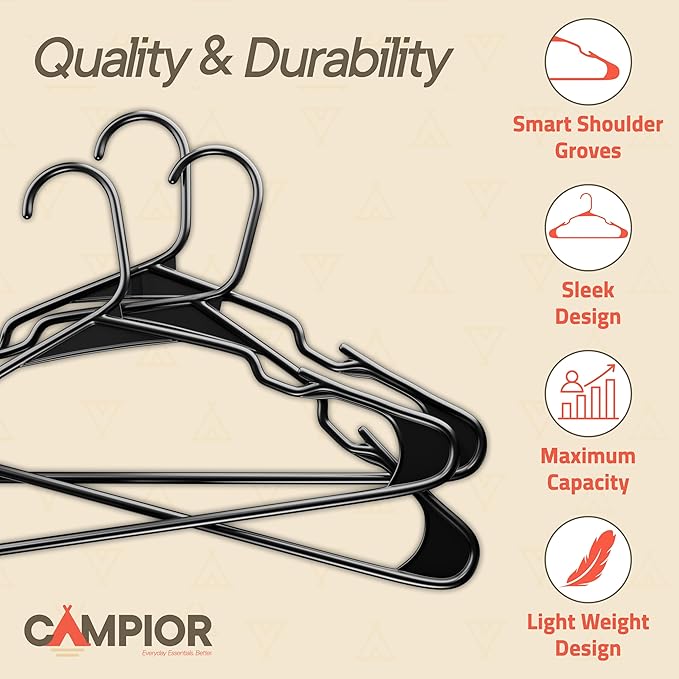 Black Plastic Hangers 60 Pack– Heavy-Duty Plastic Hangers Slim and Space-Saving - Image 4