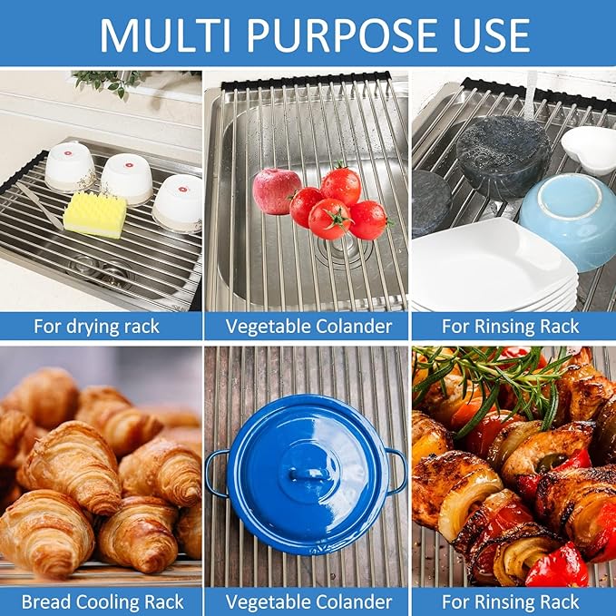 Ahyuan Roll up Dish Drying Rack Over The Sink Kitchen Roll up Sink Drying Rack - Image 4