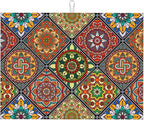 Retro Dish Drying Mat for Kitchen Counter Mandala Colorful Dish Drainer Rack by Unknown