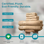 Fabdreams 100% Organic Cotton Bath Towel Set of 6 700 GSM Hotel Premium Plush - Image 3