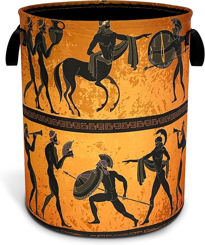 Ancient Greek Warrior Laundry Basket Mural Oxford Cloth Laundry Hamper by Unknown
