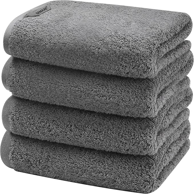 SEMAXE Gray Hand Towels for Bathroom, Quick-Drying, Easy Care by SEMAXE