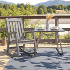 Devoko PP Material Rocking Chair Outdoor Indoor All Weather High Back Patio Rocker for Adult Heavy Duty Rocking Chair for Patio Backyard Porch Garden (Heavy Duty, Gray) - Image 2