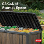 Keter Signature Collection 92 Gallon Resin Deck Box Organization and Storage Box for Patio Outdoor Cushions, Throw Pillows, Garden Tools and Pool Supplies, Walnut - Image 6
