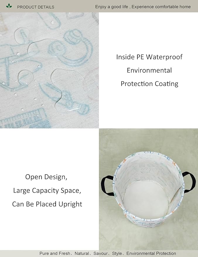 Round waterproof laundry basket, gift basket, suitable - Image 4