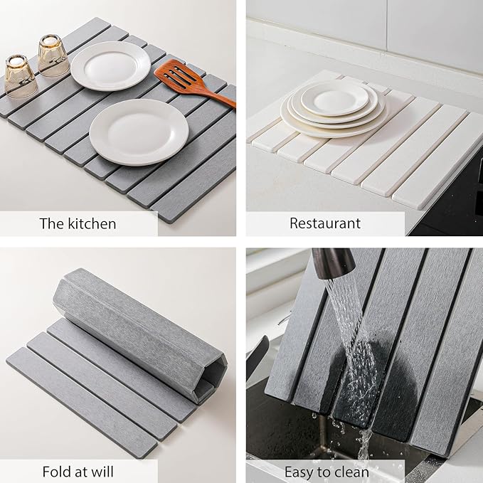 Large Stone Drying Mat for Kitchen Counter, Quick Drying Mat, Glasses and - Image 6