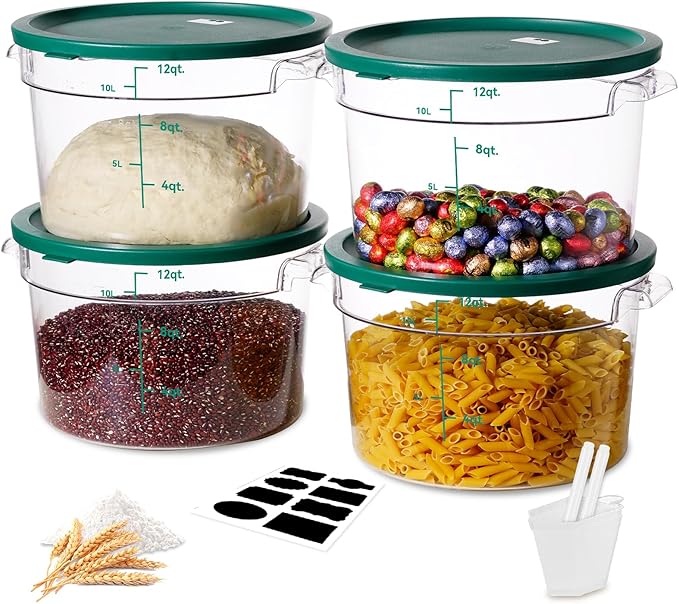 12QT NSF Food Storage Containers: 8 PCS Commercial Clear Round Food Storage by SVKLHY