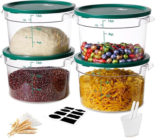 12QT NSF Food Storage Containers: 8 PCS Commercial Clear Round Food Storage by SVKLHY