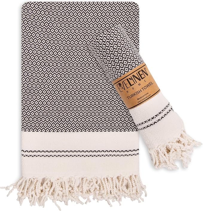 Evelynen Turkish Hand Towels for Bathroom & Kitchen Towels Decorative Set of 2 by EvelynenHome