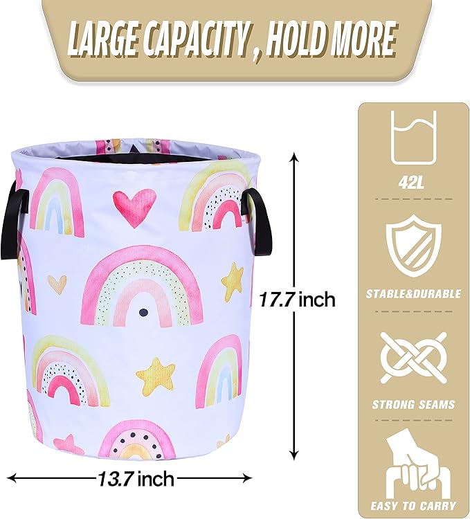 Colorful Rainbow Stars Laundry Basket Foldable Oxford Cloth Funny Tote Bag - Image 2