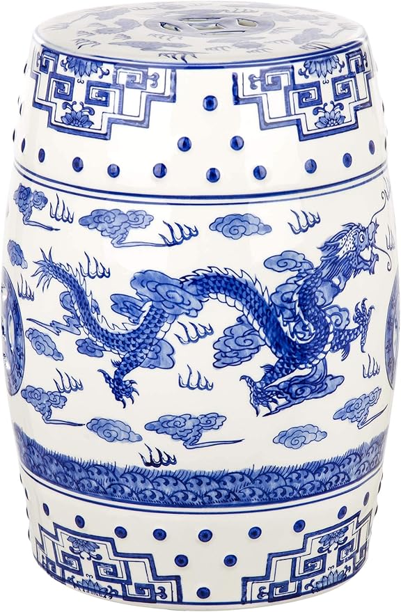 SAFAVIEH Castle Gardens Collection – Dragon’s Breath Blue Glazed Ceramic Chinoiserie Indoor/Outdoor Garden Stool (ACS4554A) - Image 3