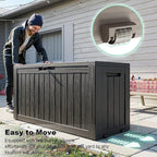 DRATO 75 Gallon Deck Box, Waterproof Resin Large Outdoor Storgae Box for Patio Furniture, Patio Cushions, Gardening Tools, Pool Supplies, Lockable（Black，75 Gallon） - Image 3