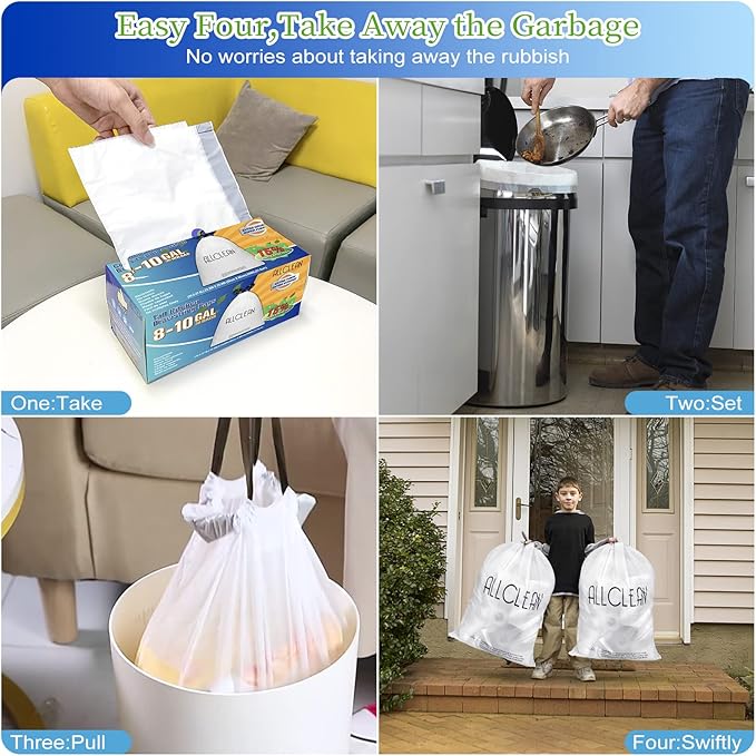 ALLCLEAN 10 Gallon Trash Bags, Ultra-Strong Unscented Heavy-Duty Medium - Image 6