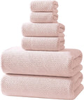 REDKISS Pink Towel Set, 6 Piece Premium Soft Bath Towel Set, Highly Absorbent by REDKISSOnline