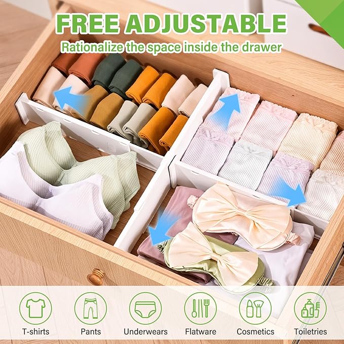 5 Pack Drawer Dividers 3.7" High Slim Organizers Expandable 14.8-25.6" - Image 7