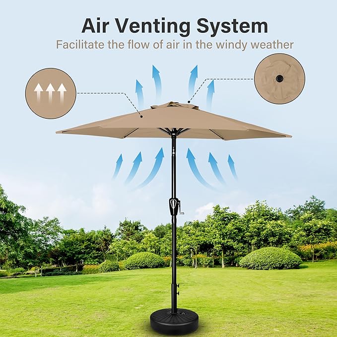 Simple Deluxe 9' Patio Umbrella Outdoor Table Market Yard Umbrella with Push Button Tilt/Crank - Image 7