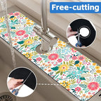 Colorful Floral Leaves Berries Kitchen Sink Splash Guard Mat Absorbent Fast - Image 7