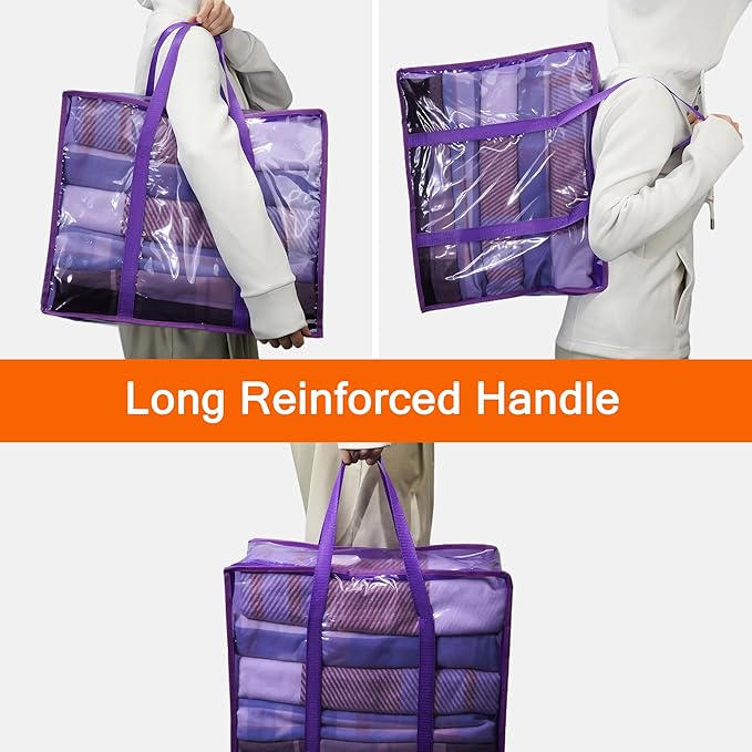 Vieshful Purple 40L Clear Clothes Storage Bag Colorful Clothes Organizer - Image 4