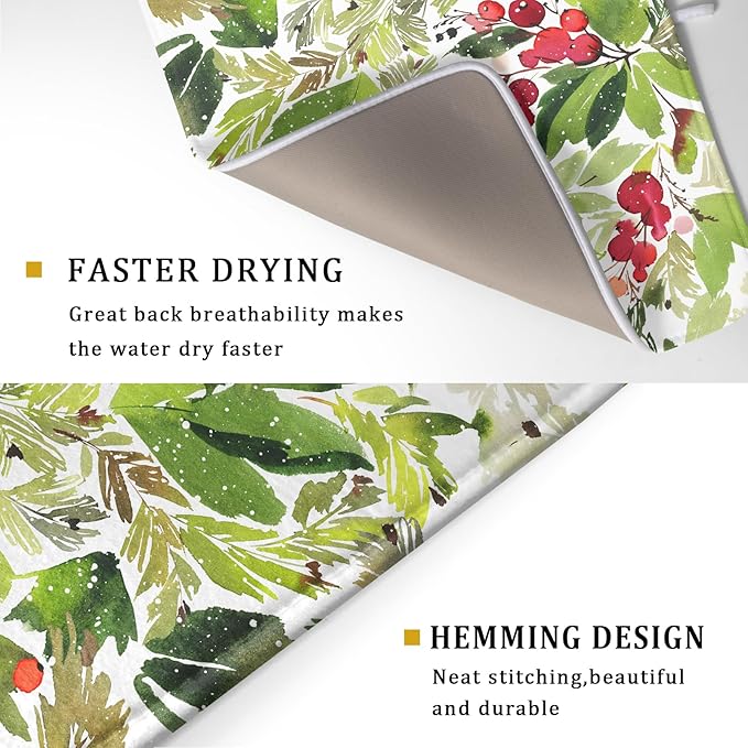 Watercolor Christmas Dish Drying Mat 18 x 24 Inch - Image 4
