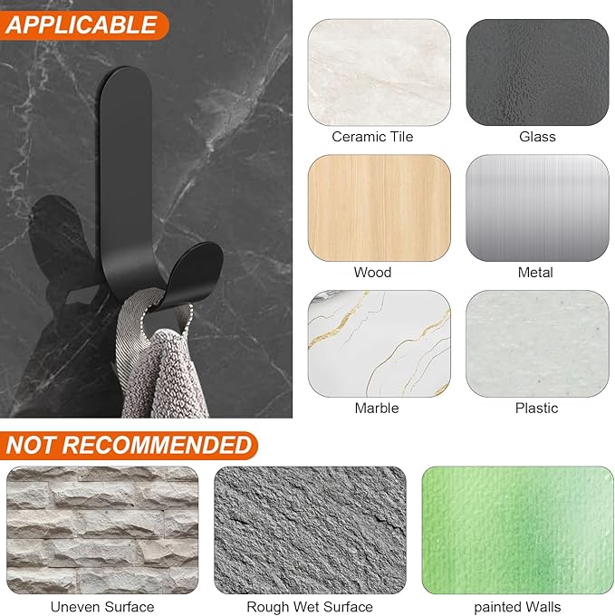 Adhesive Towel Hooks, Waterproof Oilproof Rustproof - Image 7