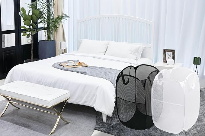 2 Pack Laundry Basket, Foldable Mesh Pop-up Laundry Hamper - Image 5