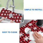 Christmas Snowflake Kitchen Sink Splash Guard Mat Buffalo Plaid Absorbent Fast - Image 5