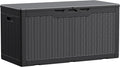 Devoko 100 Gallon Waterproof Large Resin Deck Box Indoor Outdoor Lockable Storage Container for Patio Furniture Cushions Garden Tools (100 Gallon, Black) by DEVOKO