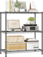 Xcity Storage Shelves, 3 Tier Heavy Duty Metal Shelving Unit with Wheels, 1050 LBS Capacity Adjustable Steel Wire Shelf Organizer for Pantry, Kitchen, Garage, 14" D x 24" W x 30" H, Black by Unknown