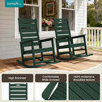 SERWALL Outdoor Rocking Chair Set of 4, Oversized HDPE Patio Rocking Chair with Footrest for Adults, All Weather Porch Rocker for Deck Patio Balcony, Green - Image 9