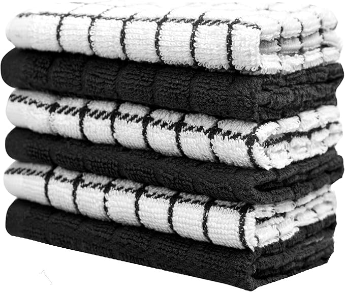 Bumble Premium Cotton Dish Cloths 12" x 12"| Black Design | 405 GSM | Highly - Image 5