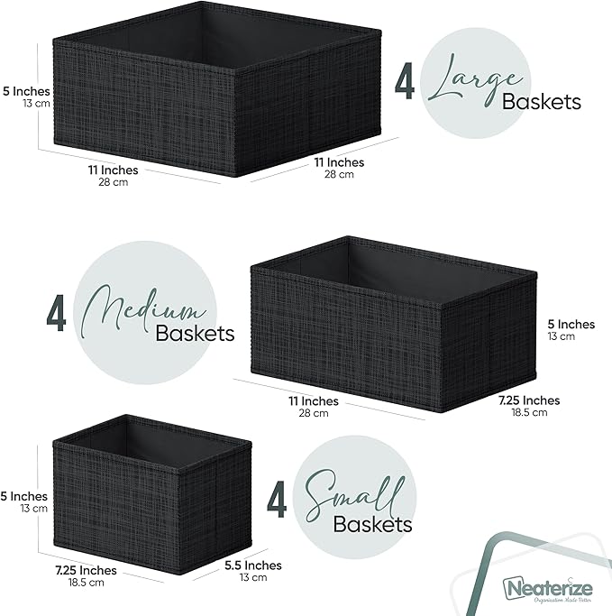 NEATERIZE Drawer Organizer Clothes Set of 12 Black - Image 2
