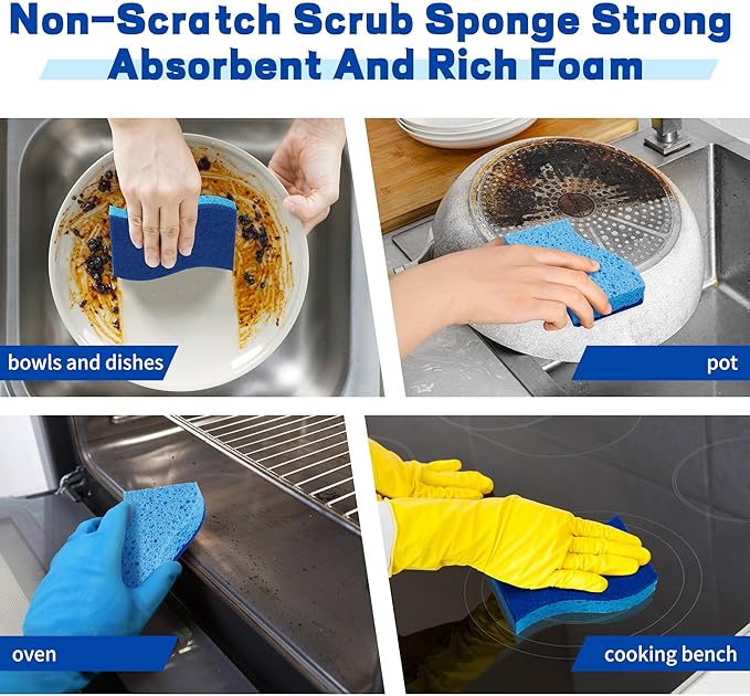 Non Scratch Scrub Sponges, Dual Sided Cleaning Sponges - Image 5