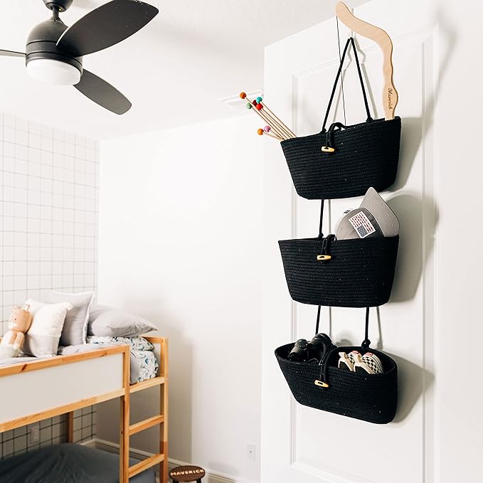OrganiHaus Black Hanging Wall Baskets - Image 3