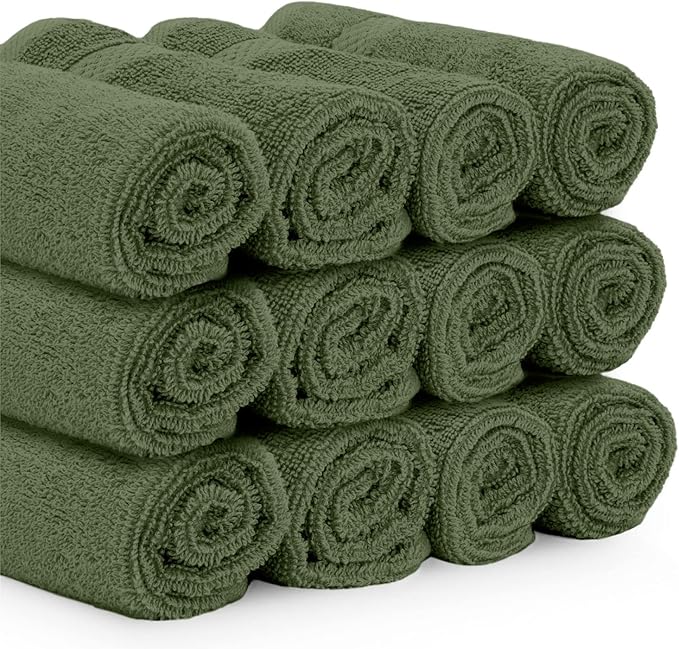 White Classic Luxury Cotton Washcloths 13x13 Inch - Image 3
