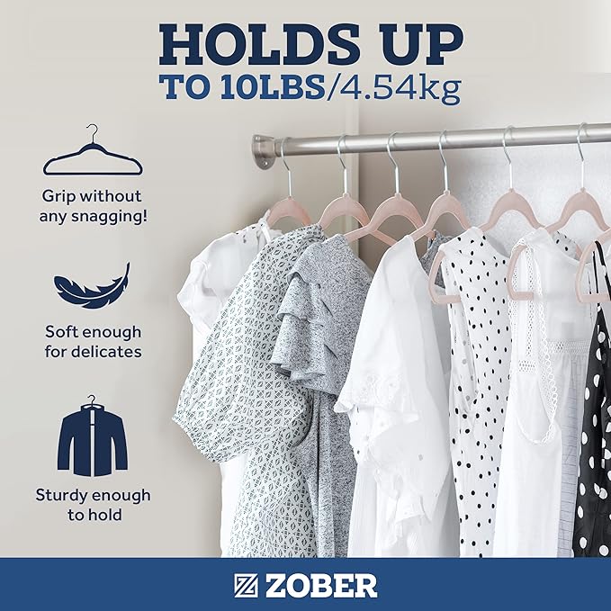 ZOBER Blush Velvet Hangers 50 Pack - Image 4
