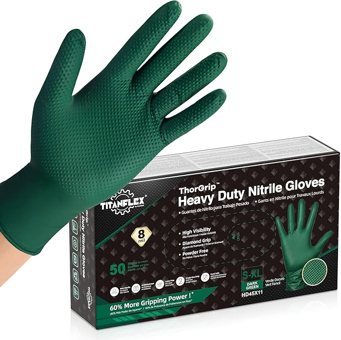 TitanFlex Heavy Duty Industrial Nitrile Gloves by TitanFlexDisposableGloves