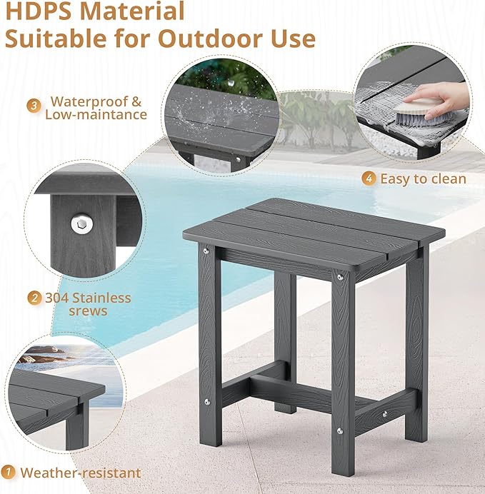LUE BONA Outdoor Rocking Chairs Set, 3-Piece, HDPS Poly Porch Rockers with Table, Plastic Weather Resistant Rocking Chair Set for Outdoor Indoor, Garden, Backyard, 350lb, Gray Chairs+Table - Image 5