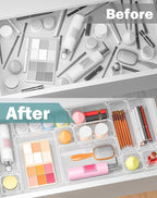 55Pcs Clear Plastic Drawer Organizers Set, 4size makeup drawer organizer trays - Image 4