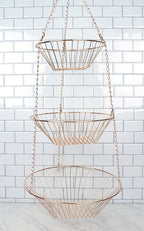 RSVP International Hanging Storage Collection 3-Tier Baskets, Copper Wire - Image 5
