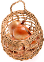 Elsjoy Set of 2 Hanging Onion Basket, Wall Mount Small Wicker Baskets - Image 4