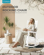 Ciokea Oversized Outdoor Rocking Chair, 380lbs Heavy-Duty Large Patio Rocker, Weather Resistant & Anti-Fade Porch Chair, High Back Cozy Rocking Chair for Outside, Fire Pit, Deck, Garden, White - Image 8
