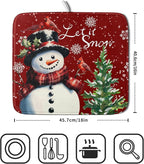 Winter Snowflake Red Dish Drying Mat - Image 2