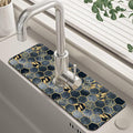Kitchen Sink Splash Hexagon Marble and Golden Leaves Guard Faucet Mat Super by Unknown