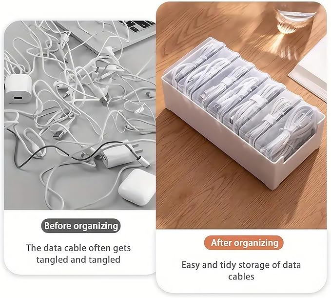 7 Case Cable Storage Box with Cable Straps and Label Stickers, Travel Cord - Image 6