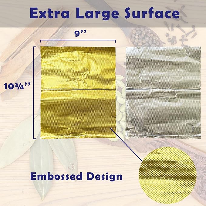 200 Count Pre-cut Pop-up Deli Aluminum Foil Sheets – Gold Color, 9’’ x 10.75’’ - Image 3