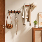 Solid Wood Wall Mounted Coat Rack, Heavy Duty 5 Hook Wooden Hanger - Image 2
