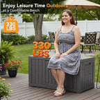 NEWBULIG 60 Gallon Deck Box, Waterproof Outdoor Storage Box with Lockable Lid, Patio Furniture Bench & Side Table, Outside Storage Container, Tool-Free Assembly, for Garden, Pool, Grey - Image 3