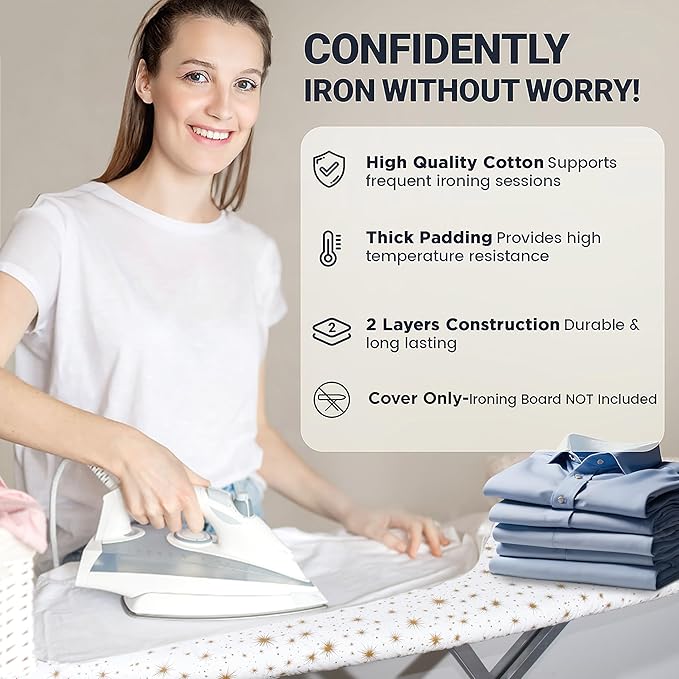 Ironing Board Cover and Pad 15"x54" Extra Thick Natural Cotton, Scorch and - Image 5